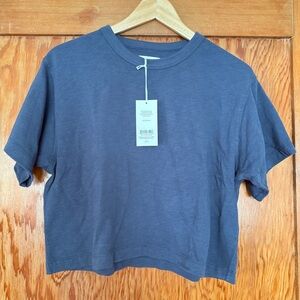 Buck Mason Field Spec boyfriend crop tee navy